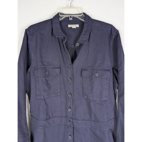 Outerknown S.E.A. Long Sleeve Organic Cotton Linen Jumpsuit Navy Sz L Coverall - Picture 4 of 11